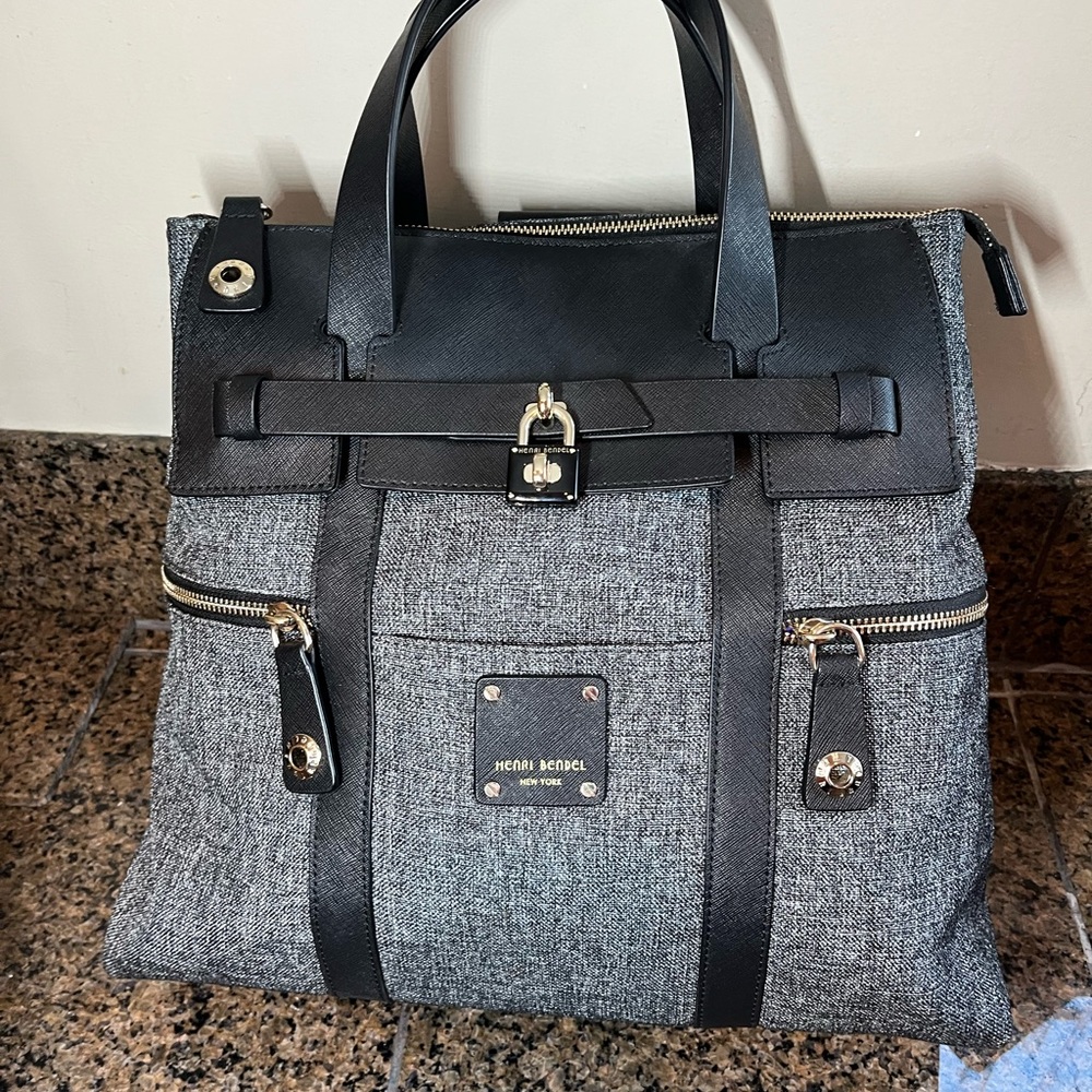 Henri Bendel Jetsetter leather wool backpack